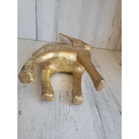 Paper mache rustic golden reindeer Xmas home decor - Picture 10 of 10